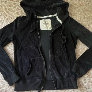 Hollister velour velvet black hoodie side L
